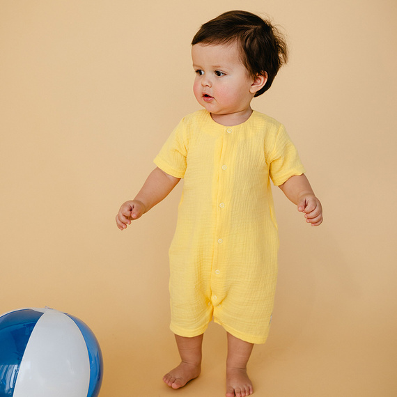 Elephant Rampers Baby Musselin Eevi – gelb