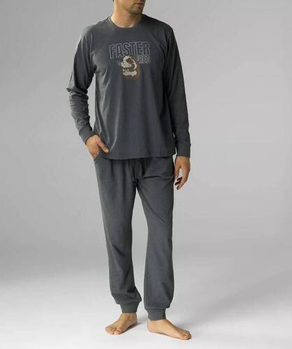 NMP-376 Herren-Langarmpyjama, Atlantic – Grau