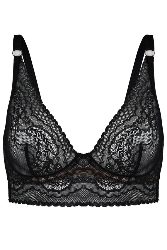 19236 Feel Milano Bralette Long Black – Spitzen-BH mit verlängertem Träger