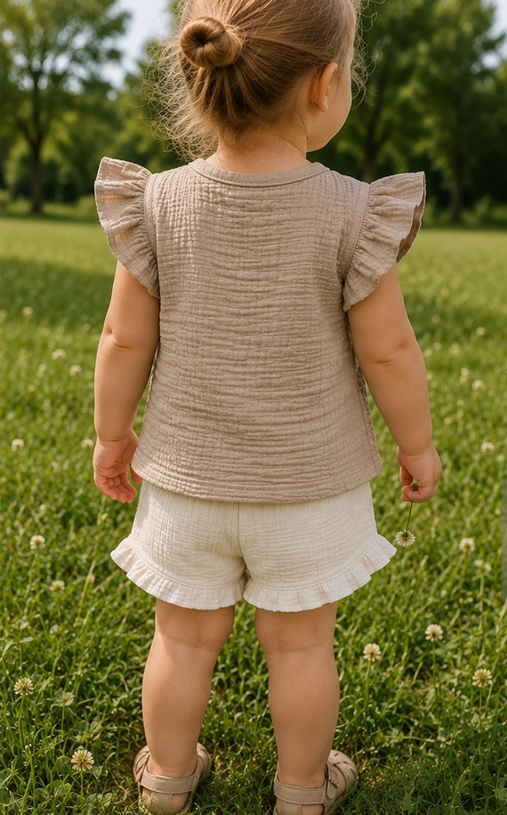 Mamatti BL50115 beige leichte elegante Musselinbluse für den Sommer