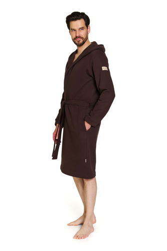Doctor Nap 7332 – Herren-Bademantel aus Baumwolle mit Kapuze | 100 % Baumwolle, polnische Produktion – Brownie