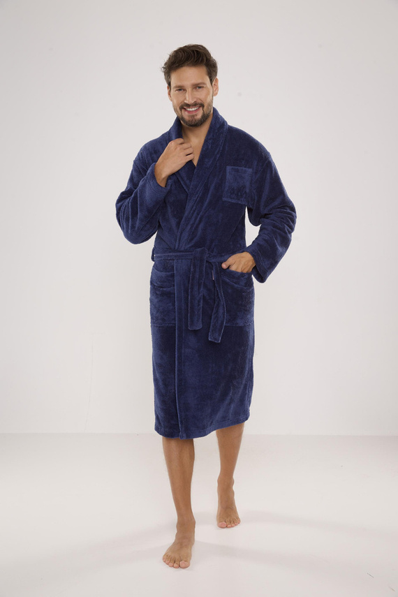 811 De Lafense Herren-Bademantel aus Plüsch - Denim