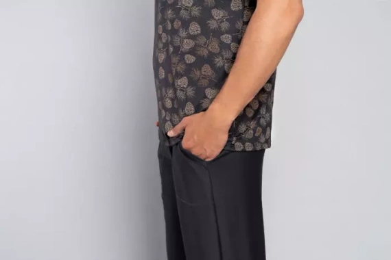 Pinus Schlafanzug Herren kurzarm, lange Hose Italian Fashion- print/graphite