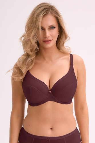 Semi-Soft BH BS 1058 Sonia Wino Gaia – Ripp-Mikrofaser, Baumwoll-Innenfutter, stabile Cups, nicht abnehmbare Träger, Burgund