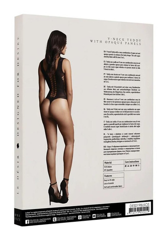 Body DES019 Le Désir Schwarz Body mit Cut-outs und Dekolleté S-L, XL-4XL