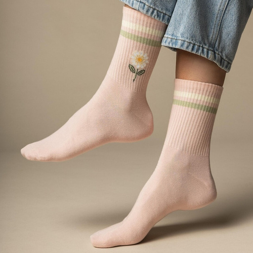 Damen Socken Steven art.099 Baumwolle Bunte Muster Flache Naht - 114 rosa