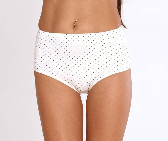 018 Sara De lafense Höschen mit hoher Taille - ecru gepunktet