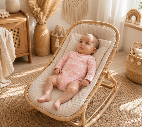 Body für Babys zum Wickeln Mamatti BD16326 rosa aus Baumwolle mit Herzchen