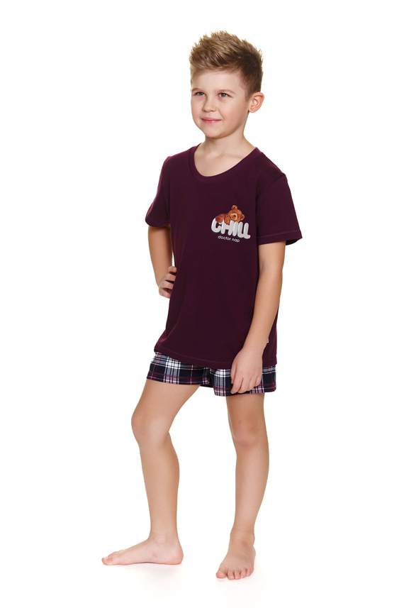 7202 „Chill“ Unisex Doctor Nap Kinderpyjama – Burgunderrot