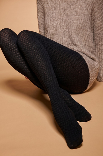 Knittex Mellow 22601 Nero Damenstrumpfhose 50 DEN Mikrofaser mit Muster