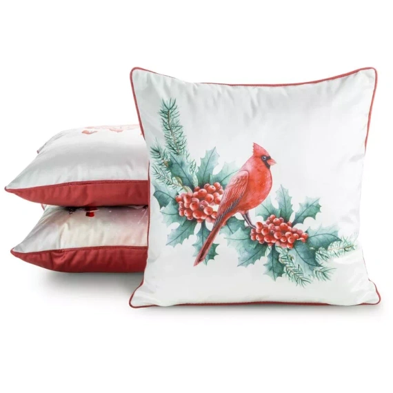 CHP389 Eurofirany Weihnachtskissenbezug 45x45 Samt mit Druck und Paspelierung