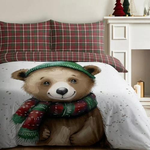 Weihnachtsbettwäsche Cuddle Eurofirany Mikrofaser braun mit Reißverschluss