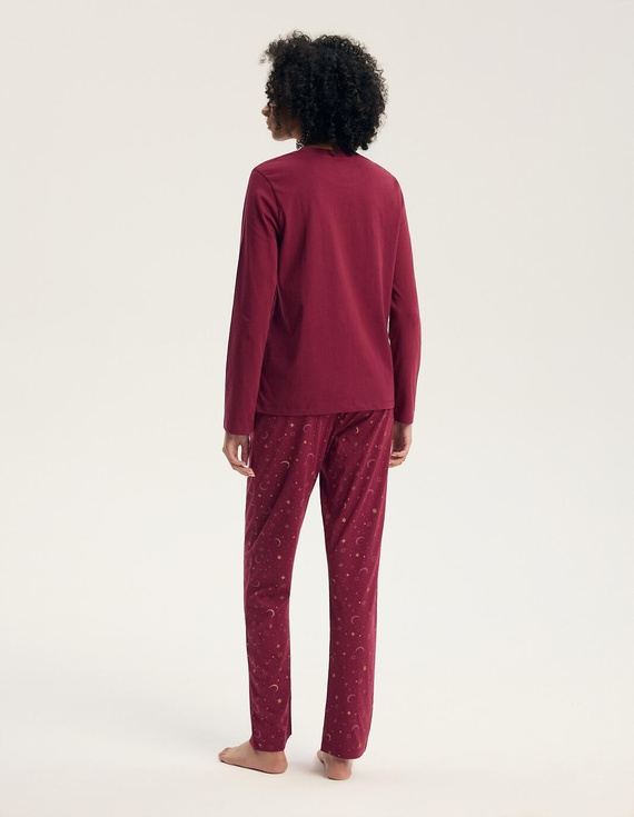 Damen-Pyjama Henderson 45439 Gilly Carmine 100% Baumwolle Langarm