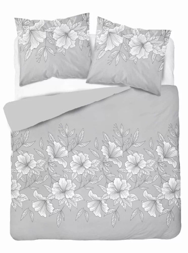 5086 B Home Satin Satin-Bettwäsche Blumen Detexpol grau