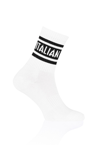 S155D Vintage Lange Socken Italienische Mode - weiß/schwarz