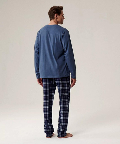 NMP-393 Atlantikblau – Herren-Pyjama und Flanellhose aus Baumwolle