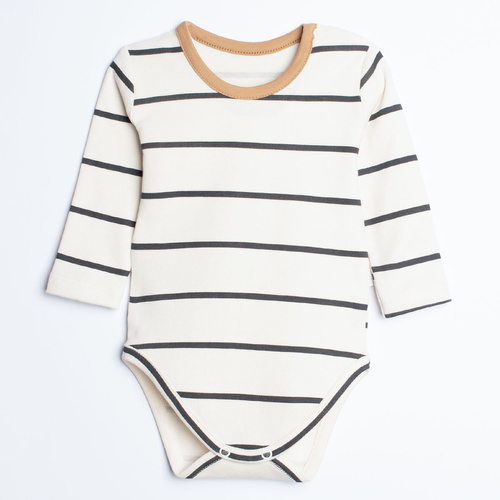 Body für Babys 222099 Olo Nicol 100% Baumwolle, grafitgraue Streifen, langarm