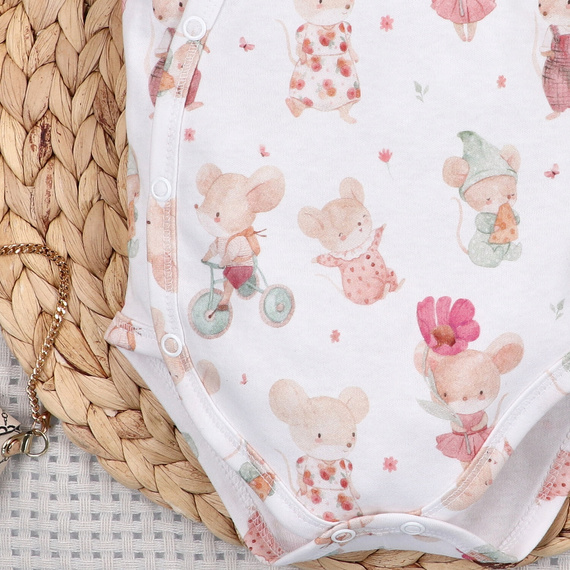 Baby Body Nini Little Mouse Bio-Baumwolle Wickelbody Kurzarm hautfreundlich