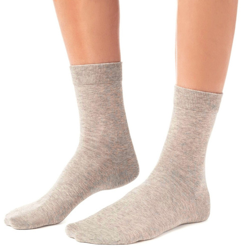 Steven art.211 nahtlose Damen-Socken aus Bio-Baumwolle, uni - 002 beige meliert