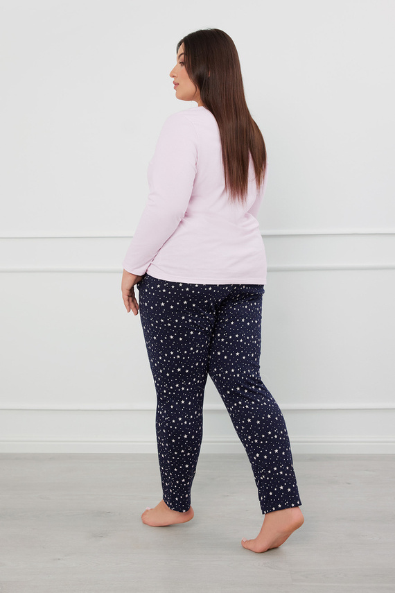 Arugia Damen Schlafanzug langarm, lange Hose Italian Fashion - rosa/print 