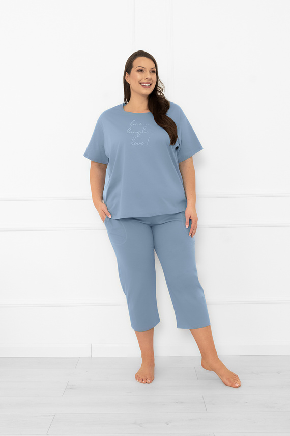 Damen Schlafanzug Ksara - kurzarm, Hose 3/4, Baumwolle Italian Fashion - steel 