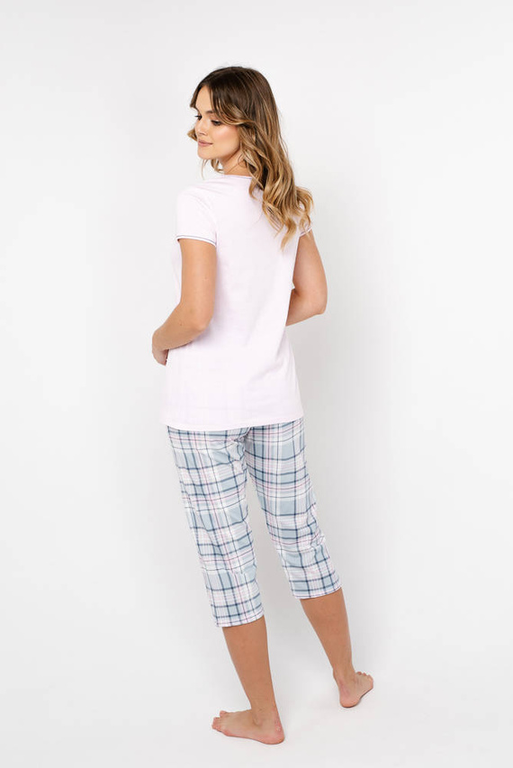 Glamour Damen Schlafanzug kurzarm und 3/4 Hose Italian Fashion - rosa/print