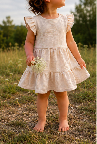 Musselin Kleid Mamatti SE50515 für Mädchen – leichtes Baumwollkleid