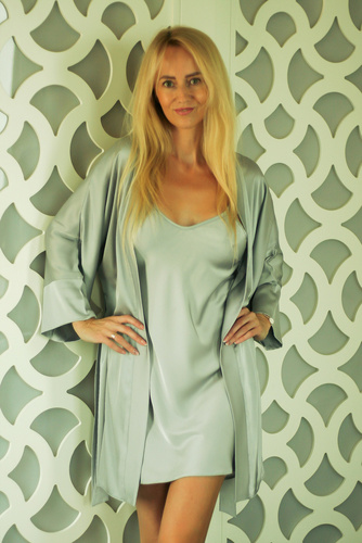 Panama Damen Morgenmantel Podomka Kalimo - silber