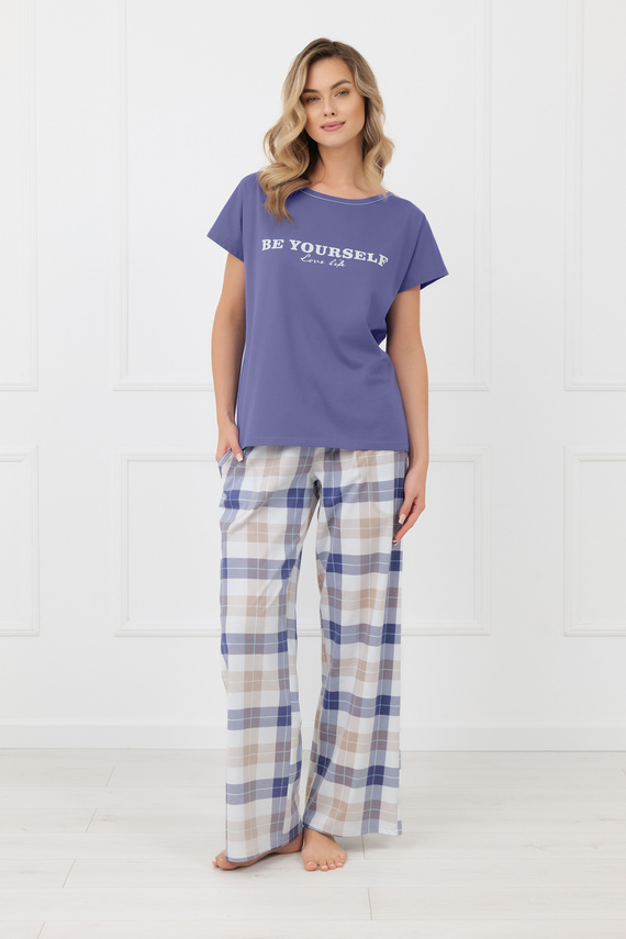 Damen Pyjama Rima Italian Fashion 100% Baumwolle lange Hose