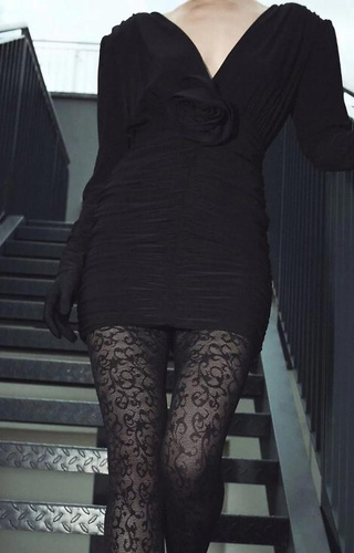 1235 Perse Gabriella schwarze Strumpfhose – ornamental, 60 den, 3D-Technologie