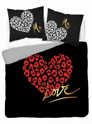 5291 A Holland Cotton Bettwäsche He and She Love Love Detexpol schwarz