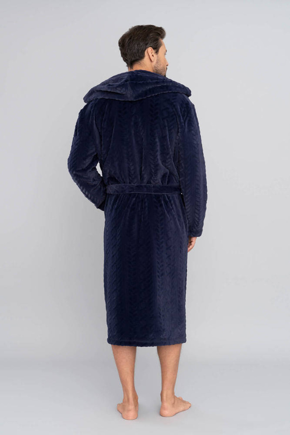 Zygmunt Herren Bademantel mit Kapuze Italian Fashion - navy blue 