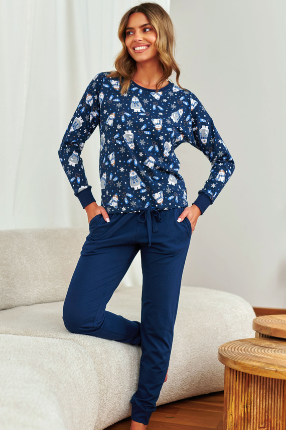 5272 Doctor Nap Damenpyjama – Cozy Bear, Baumwolle, lange Ärmel und Hose