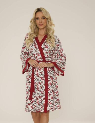 468 Mia Forex Morgenmantel für Damen - burgunderrot