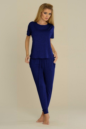 524 Paula Damen Schlafanzug De Lafense - marineblau