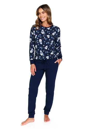 5272 Doctor Nap Damenpyjama – Cozy Bear, Baumwolle, lange Ärmel und Hose