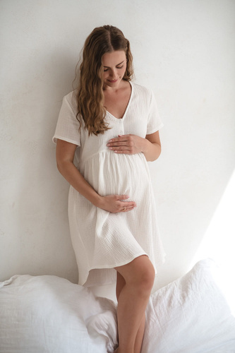 Umstands- und Stillnachthemd Aurora aus Musselin, Milk&Love, Creme