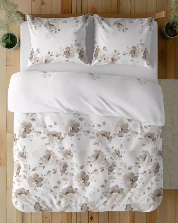 5325 B Satinbettwäsche Blumen Detexpol beige