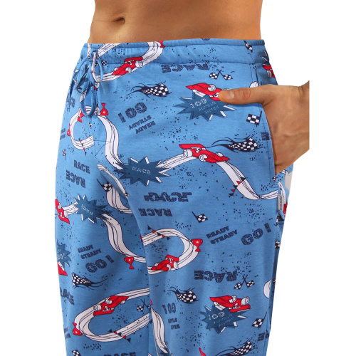 2660/10 Sesto Senso Herren-Pyjama und Hose mit langen Ärmeln – Marineblau