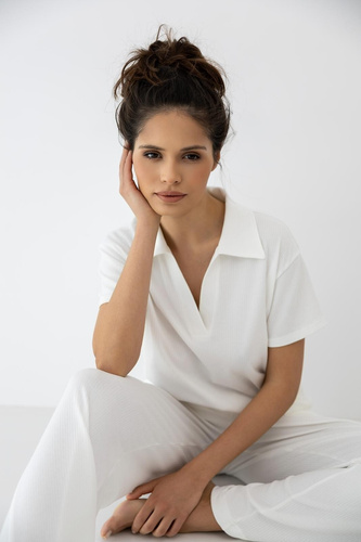 Sensis Zuri ecru Damenpyjama – Baumwolle & Modal Set