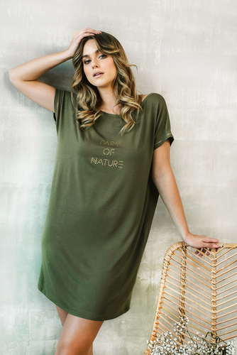 Natura Damen Nachthemd, kurzarm Italian Fashion - khaki