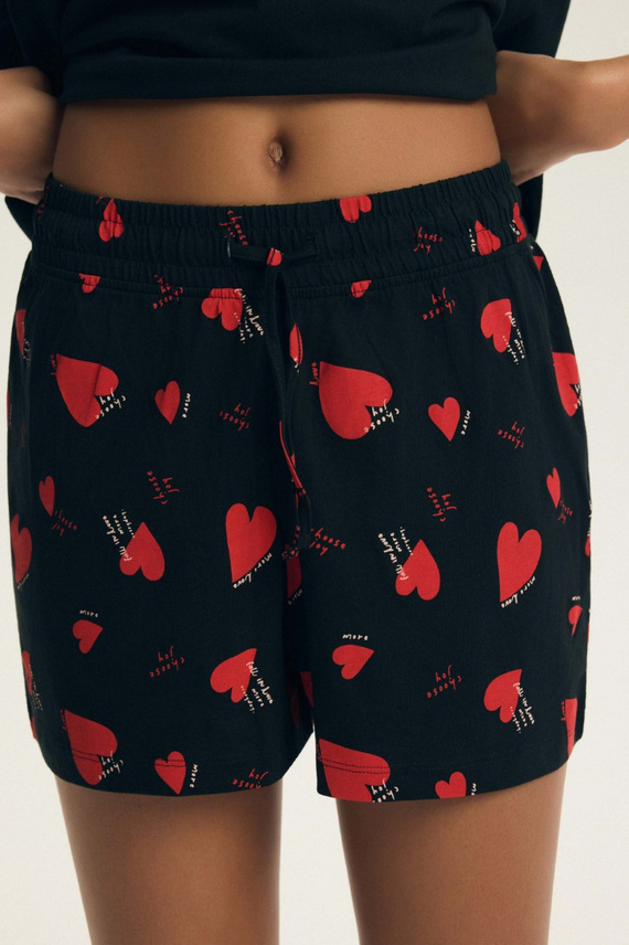 Damenpyjama Elain 44497 Henderson – 100% Baumwolle, Shorts, Herzen