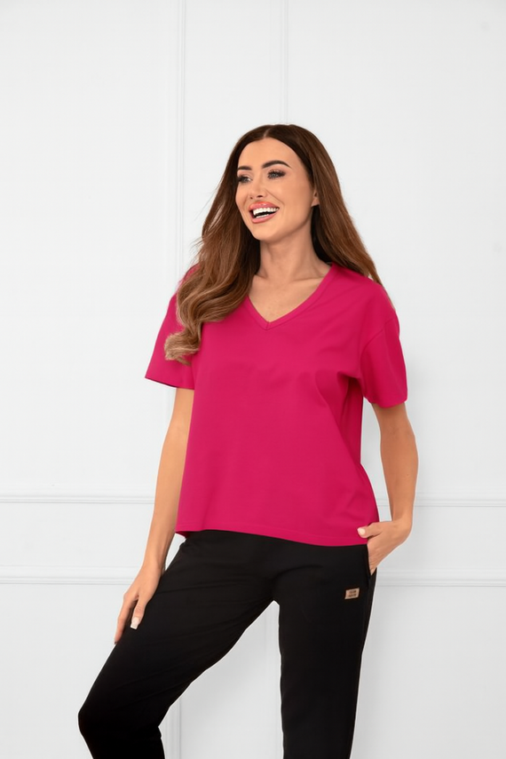 Klara - Damen-Kurzarmbluse | Italian Fashion amaranth