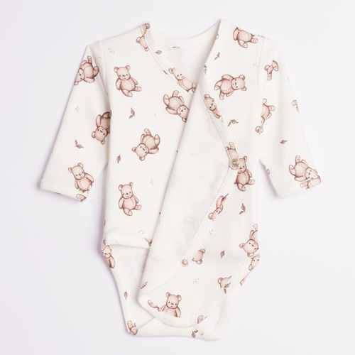 227094 Nicol BENEK Body Wickelbody 100% Baumwolle Langarm Bären Creme