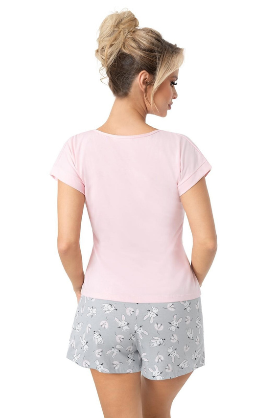 Bunny Short Donna Damenpyjama, rosa – Baumwolle, kurze Ärmel, bequemes Set