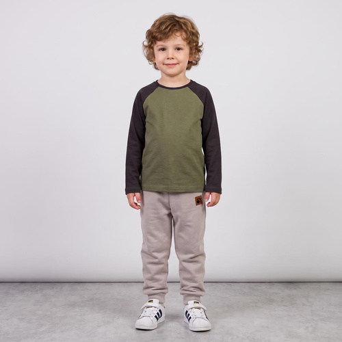 228140 Nicol FARMA Jungen-Raglanshirt grün meliert Baumwolle