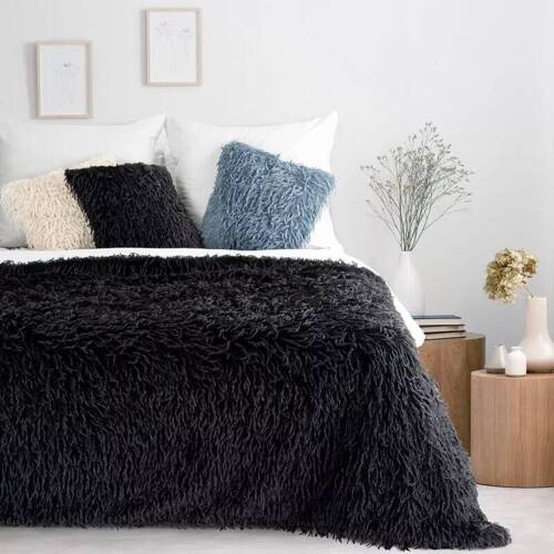 Adore Decke, zottelig, pelzig, Eurocurtains, schwarz