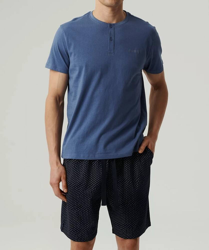 NMP-386 Herren-Kurzarmpyjama, Atlantikblau, Marineblau