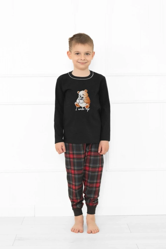 Rusoli Kinderschlafanzug Italian Fashion dark melange - Baumwolle, lang, Weihnachtsmuster