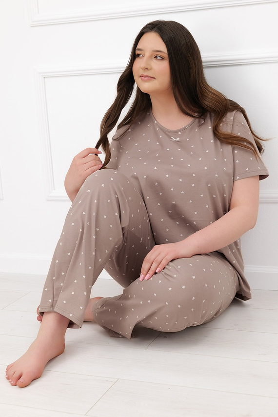 Damen-Pyjama Italian Fashion Madura aus Baumwolle, Kurzarm, Lange Hose
